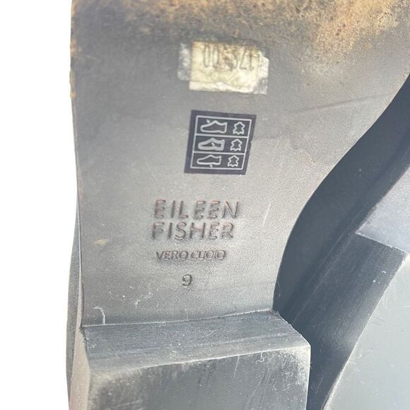 Eileen Fisher Vero Cuoio Women's Black Suede Leather Boots Size 9 - Picture 8 of 10